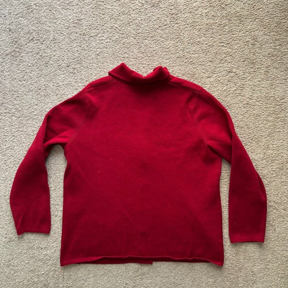 Talbots Sweater Womens 1X Cardigan Button Close V Neck Notched Red Long Sleeve - Picture 2 of 12